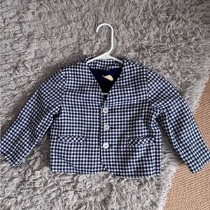 Kids Vintage Houndstooth Jacket - Blue and White, cotton & wool blend